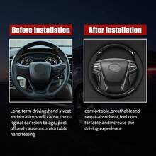 Car Steering Wheel Cover For Holden, Durable Leather & Carbon Fiber Cover With Anti-Slip Lining, For Steering Wheel With A Diameter Of 37-38 Cm,Black Auto Accessories - màu đen - Xem 8