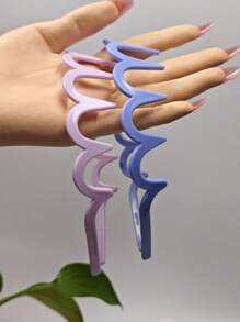 4pcs Ladies' Simple Basic Hair Hoop With Big Wavy Shape, Makeup Headband, Plastic Hair Hoop With Elegant Style,