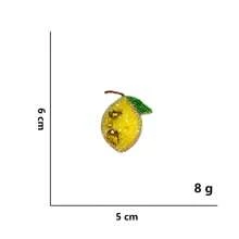 1pc Handmade Beaded Fruit Patch - Cute Embroidered Lemon And Peach Appliques, For Hats And Clothing Accessories, Vibrant Yellow And Green, Decorative Fabric Sticker, Hat Decoration | Playful Design | Handcrafted Appearance, Fruit Decor, Suitable For Holiday Decorations Gifts, Easter, Halloween, Teacher's Day, Mother's Day Holiday Party Gifts