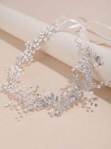 1 Stück Haarband mit Strass-Blatt- und Kunstperlen-Dekor, modischer Braut-Haarzubehör für Alltag, Hochzeit, Feste, Party-Dekoration
