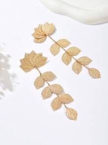 1 paire de nouvelles boucles d'oreilles pendantes à feuille mode avec gland, élégantes et polyvalentes, convient pour le printemps/été