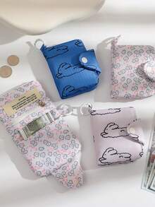 Versatile Minimalist Ditsy Floral Canvas Coin Purse ID Card Holder Earbud Pouch Lipstick Pouch,Keychain Wallet - Multicolor - View 6