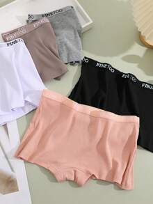 8pcs Women's Multi-Color Cotton Letter Webbing Fashion Comfortable Breathable Hip Wrapping Low Waisted Boxer Briefs - Nhiều màu - Xem 7