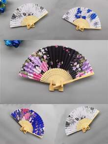 1 件中国风手持折扇，带流苏，水墨花卉图案，经典复古道具，夏季旅行便携式传统折扇，中国风舞蹈工艺扇，母亲节礼物和春夏派对夏季清凉、海滩、旅行的最佳选择