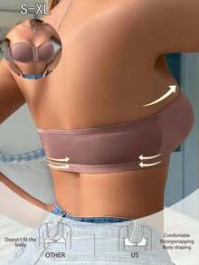 前扣式无肩带女士文胸，无钢圈，柔软舒适内衣 - 棕色 - 查看 2