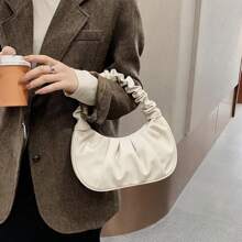 Bolso de nube nuevo y de moda, muy atractivo, bolso pequeño plisado de unicolor, bolso de hombro y axila versátil de unicolor para mujeres