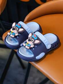 Zapatillas para niños, sandalias antideslizantes con diseño lindo de cachorrito para niños para usar dentro de la casa o en la ducha para niños pequeños