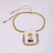 1pc Printing Portrait Charm Bracelet For Women Handmade Golden Copper Beads Jewelry Boho Accessories