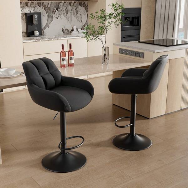 Hawthyhome Barhocker: Kurvierter Rückenlehne, höhenverstellbar & 360° drehbar – Maximale Komfort mit robustem Metallboden für Küche & Bar