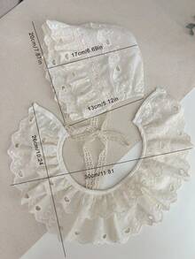 1pc Infant & Toddler Girls' Beige Lace Elegant Bib & Hat Set, Suitable For Everyday Outdoor Wear