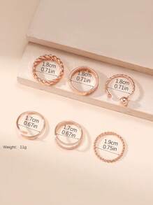 6 Stücke/Set europäischer und amerikanischer Stil durchbrochener verdrehter Fingerring