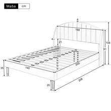 Letto imbottito dal design senza tempo, doghe in legno, facile da montare, velluto, rete a doghe in legno silenziosa e piedini di appoggio per una stabilità ottimale.