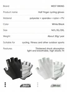 WEST BIKING Mountain Bike Riding Gloves Shock Absorbing Anti-Slip Gloves Half Finger Men's And Women's Bike Breathable Summer Equipment