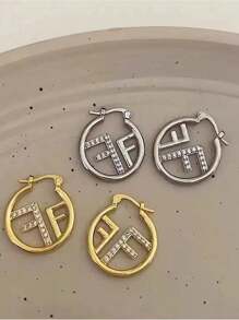 Brincos de argola com a letra F da moda, acessórios de brinco personalizados de luxo minimalistas, novo design de 2025