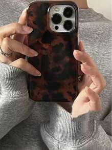 Vintage Black Brown Tortoiseshell Foil Texture Phone Case For IPhone 16 Pro Max, Apple 15, Soft Cover For 14 New, 12 Pro, 13 Pro Max, Anti-Fall Protective Cover For Women. The Color May Vary Slightly Under Different Display Angles.