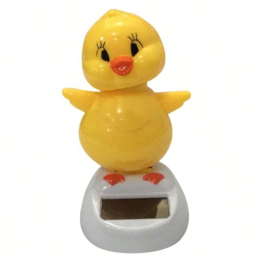 1pc Solar Powered Dancing Chick, Solar Powered Bobble Head Chicken, Solar Powered Car Pendant, Cartoon Bobble Head Chick Decor, Car Dashboard Bobble, Solar Power Kit - Multicolor - View 1
