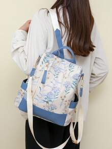 Anti-Theft PU Leather Printed Backpack, Women's Wallet, Multifunctional Fashion Daily Bag, Multi-Pocket Lightweight Travel Bag, Large Capacity Minimalist Backpack, Convenient Backpack, Suitable For Students, Nurses, Teachers, Business People, Travel, Commuting, Shopping, Office, Dating, Hiking, Training, Work, Birthday Gift, Holiday Gift, Backpack - Multicolor - View 4