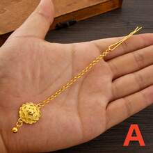 1件经典金色非洲/阿拉伯风格头饰，中东女性日常佩戴头饰，适合生日派对、婚礼珠宝礼物、准新娘、女士发饰 - 金黃色 - 查看 12