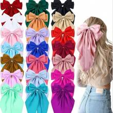1pc /Multi-Piece Set Large Any Color Silky Soft Satin Ladies' Bow Hair Accessories – Large Bow Clips, Bow Hair Clips, Women's Hair Hoops French Hair Accessories, Hair Clips, Women's Accessories, Hair Accessories
