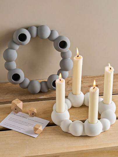 1 件 4 孔环形烛台硅胶模具，简约设计，DIY 手工石膏混凝土树脂珍珠链烛台工艺铸造模具，适用于家居装饰、壁炉、卧室、客厅、餐桌中心装饰