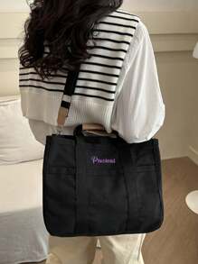 1PC Personalized Ins Multi-Compartment Mom Bag For Women, Multi-Functional Mother And Baby Bag Canvas Crossbody Bag, Large Capacity Embroidered Custom Letter Tote Bag, Fashionable And Versatile Portable Handbag For Moms To Go Out, Multi-Functional Diaper And Baby Bottle Storage Handbag With Stroller Hook Bag, Suitable For Daily Use, Can Be Given As A Gift To Family, Friends, Mother's Day Gift, New Mom Gift.