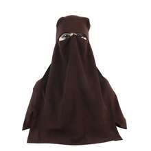 High Quality Three Layers Chiffon Niqab Face Cover Hijab Hat Pull On Islamic Scarf Tie Back Headcover Abaya Accessories Veiled Clothes - Multicolor - View 17