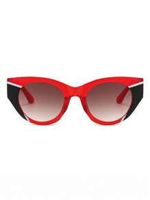 1 pereche ochelari de soare vintage cu ramă completă, cu ochi de pisică, pentru femei, cu blocuri de culoare, accesorii de călătorie la modă și de vacanță