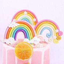 1 pieza Decoración de estrella con arcoíris para el pastel de cumpleaños, decoración de pastel para vuelta al colegio, Día de San Valentín