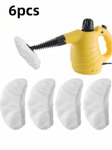 2/4/6 piezas Accesorios de limpieza a vapor, Almohadillas de mopa de vapor reutilizables universales, Accesorios de inyección de vapor, Limpiador de vapor de mano, Paños de microfibra lavables - Blanco - Ver 10