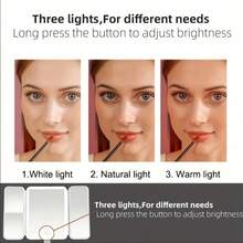 Brand New Rotatable LED Folding Vanity Mirror Touch Control Dimmable Lighted Cosmetic Mirror For Bathroom Bedroom, Ideal Perfect Gift For Women - 白色 - 查看 6