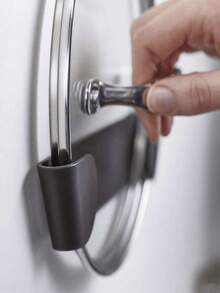 2pcs/3pcs/4pcs Wall-Mounted Pot Lid Holder, Kitchen Pot Cover Storage Box - Black - View 4