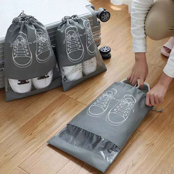 10 Piezas Bolsas de almacenamiento de zapatos para viaje con ranura transparente y ventana clara para bolsas de artículos de tocador y embalaje