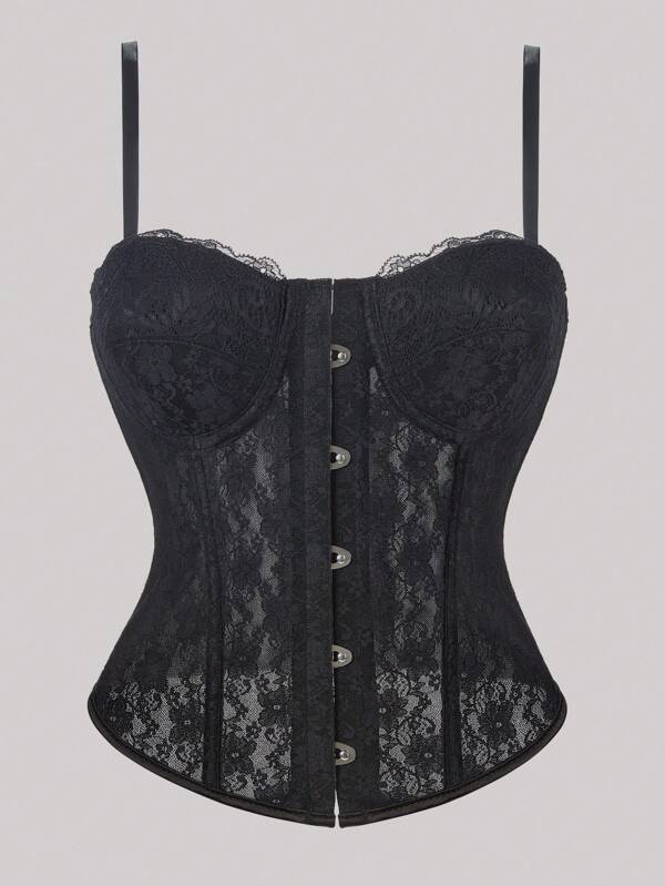 1 szt. Gorset Topy Dla Kobiet Solid Lace Trim Bustier Cami Top Seksowny Wyjście Impreza Klub Top Na Oktoberfestin Monachium