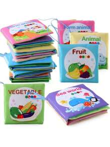 1 Peça Livro de Pano com Desenhos Animais, Vegetais Naturais e Frutas, Brinquedo Educativo Precoce de Leitura Cognitiva do Mundo, Presente para Meninos e Meninas