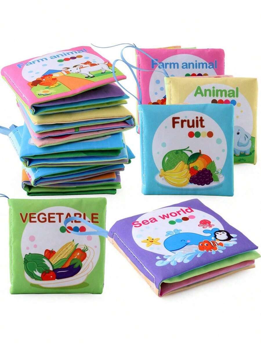 1 Peça Livro de Pano com Desenhos Animais, Vegetais Naturais e Frutas, Brinquedo Educativo Precoce de Leitura Cognitiva do Mundo, Presente para Meninos e Meninas