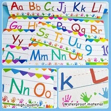 Lachilly 12 件字母和数字线条套装、教室装饰墙贴、儿童教育学习图表、儿童英文字母和数字学习海报、家庭学校教室英文字母和数字学习用品 - 彩色 - 查看 9