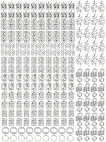 220 Pcs Viking Gold Hair Accessories For Braids Loc Jewelry For Women Hair Dreadlock Metal Hair Beads Rings Cuffs For Braids Beard Decoration