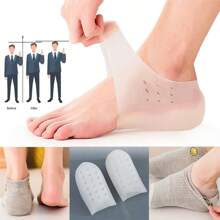 2pcs/Pair 0.98/1.77inch Multi-Layer Invisible Silicone Half Insole Cushion, Comfortable Breathable Height Increasing Insoles, Anti-Slip Heel Protective Inserts, Suitable For All Kinds Of Shoes To Increase Height And Protect Heels