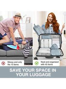 10-1 pièce Sacs de rangement pour voyage d'été, sacs cosmétiques portables imperméables, sacs de toilette multifonctions, sacs de rangement pour vêtements grande capacité, sacs de rangement polyvalents, sacs à main, sacs à chaussures, sacs de plein air, sacs de compression, sacs organisateurs de maquillage