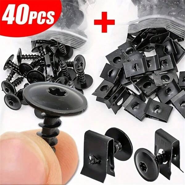 20/40 Pezzi Kit di viti autofilettanti, distanziatori a forma di U in metallo, accessori per modifiche di auto e moto