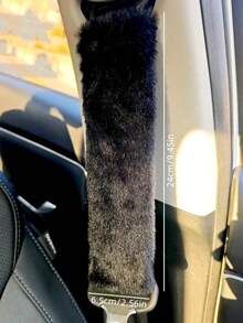 Short Plush Car Steering Wheel Cover Set, Shoulder Strap, Warm, Anti-Slip, Steering Wheel Cover Set, Winter, Elastic, No Inner Ring