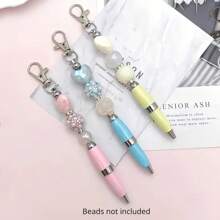 1-5pcs Colorful Creative Cute Metal DIY Bead Mini Short Glittering Crystal Diamond Pen With Key Ring,Office Portable Pocket Pens With Beaded ,Lobster Clasp Keychain Ballpoint Pendant Pens For DIY, Could Hang On Schoolbag Or Handbag ,Suitable For Office ,Students,Girls,Lady ,Women,Gift For Party Favors ,Brthday , Prizes,Valentines'Day,Teachers'day,Back To School