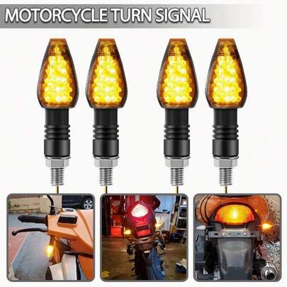 4个装防水摩托车改装灯 摩托车LED转向灯 摩托车前后转向灯 内置9个LED灯 适用于宝马F650GS F800S K1300S R1200R G450X R1200GS K1200R F800ST 摩托车指示灯 摩托车改装配件 电动车转向灯