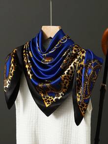 1 件 90*90 厘米时尚防紫外线头巾/头巾，适用于户外活动、空调房，经典印花设计薄围巾，男女通用，颜色鲜艳（蓝色、绿色） - A - 查看 33