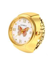 1 件时尚个性弹性可调节蝴蝶图案戒指，男女通用奢华百搭配饰，适合日常佩戴、派对、送给家人和朋友的生日礼物 - 藍色 - 查看 5