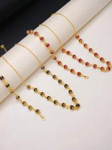 Set di 2 pezzi composto da collana e braccialetto, serie di perle di nicchia, stile minimalista