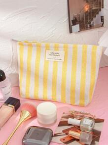 1Pc Stripe Canvas Makeup Bag Stripe Cosmetic Bag Waterproof Women'S Cosmetic Bag Portable Canvas Travel Toiletries Storage Bags Makeup Case Clutch Purse Handbags Small Bag Storage Makeup Case,Travelling Bags For Ladies,Pencil Case Daily Big Large Capacity Makeup Brushes Travel Toiletry Bag Organizer Make Up Bag Makeup Bag Storage Makeup Organizer Makeup Case Makeup Travel Toiletry Organizer Essentials Gifts Storage Zipper Accessories Nail