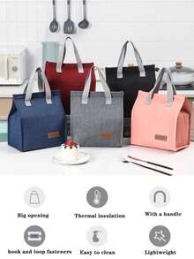 1pc Thermal Insulated Lunch Bag,Large Capacity Reusable Lunch Tote Bag With Waterproof Portable Design, Ideal For School & Office - Keep Your Food Fresh & Delicious, Bento Bag, Handheld Bag, Kitchen Picnic Summer Travel Essentials - Multicolor - View 13