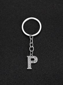 1 pieza Llavero elegante y de moda con la forma de la letra del alfabeto inglés en miniatura, incrustado con cristales de rhinestones transparentes, adecuado para hombres y mujeres, llaves de carro, decoración de bolsos y regalo