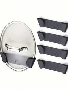 2pcs/3pcs/4pcs Wall-Mounted Pot Lid Holder, Kitchen Pot Cover Storage Box - Black - View 1